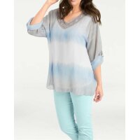 Designer-Batikbluse m. Spitze, bunt