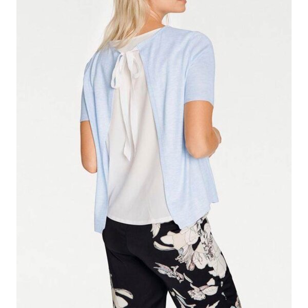 Designer-Pullover m. Chiffon, hellblau