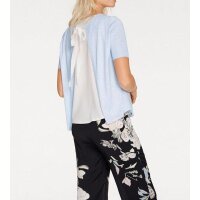Designer-Pullover m. Chiffon, hellblau