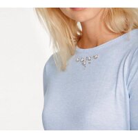 Designer-Pullover m. Chiffon, hellblau