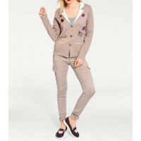 Cardigan with patches, taupe-ecru