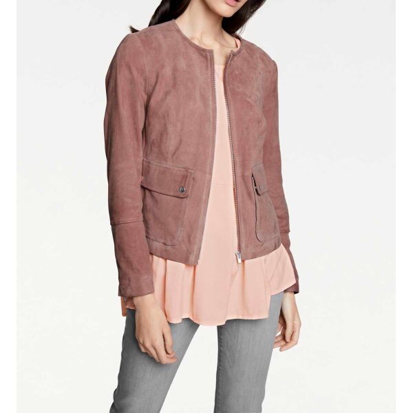 Designer-Ziegenvelourslederjacke, rosenholz