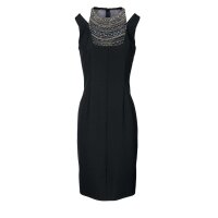 Designer-Kleid m. Perlen-Dekolleté, schwarz