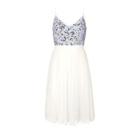 Designer-Cocktailkleid, cremeweiß-silber