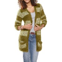 Flausch-Strickjacke, oliv
