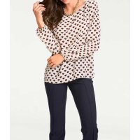 Designer-Druckbluse, ecru-bordeaux