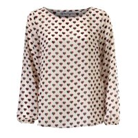 Designer-Druckbluse, ecru-bordeaux