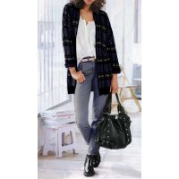 Strickjacke, blau-grau-schwarz