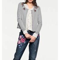 Designer-Cardigan m. Strass, grau