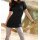 Turtleneck cableknit sweatshirt, black