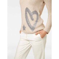 Sweter dzianinowy z cekinami, naturalny
