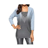 Designer-Pullover, blau-grau