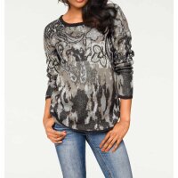 Jacquard sweatshirt, grey/blue-multicolour