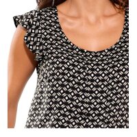 Print blouse, black-beige