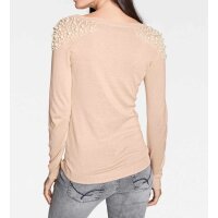 Designer-Pullover m. Perlen, nude