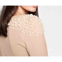 Designer-Pullover m. Perlen, nude