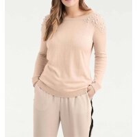 Designer-Pullover m. Perlen, nude