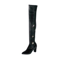 Velvet overknees, black