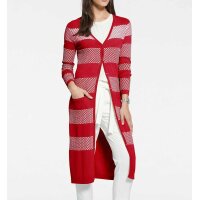 Long cardigan, red-ecru