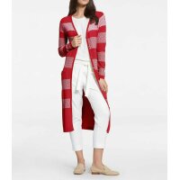 Designer-Longstrickjacke, rot-ecru