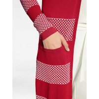 Designer-Longstrickjacke, rot-ecru