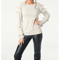 Designer-Pullover m. Rüschen, natur