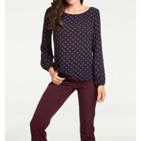 Designer-Druckbluse, marine-bordeaux