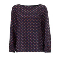 Designer-Druckbluse, marine-bordeaux
