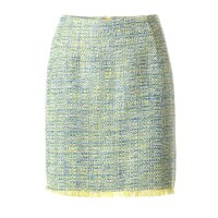 Designer-Bouclérock, hellblau-gelb