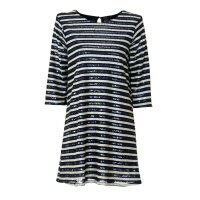 Sequin dress, blue - ecru