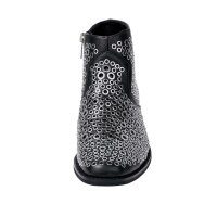 Lederstiefelette m. Nieten, schwarz