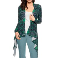 Druckstrickjacke, grün-bunt