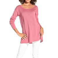 Pullover m. Satin, rosé-weiß