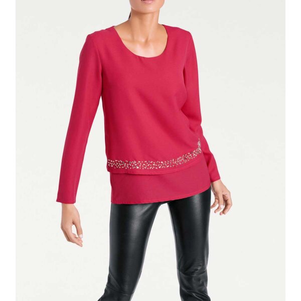 Designer-Bluse m. Perlen, fuchsia
