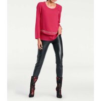 Designer-Bluse m. Perlen, fuchsia
