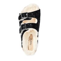 Pantolette m. Webpelz, schwarz