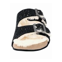 Pantolette m. Webpelz, schwarz