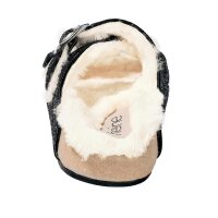 Pantolette m. Webpelz, schwarz