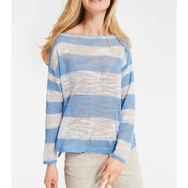 Pullover, blau-ecru