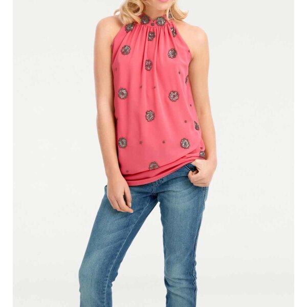 Sequin top, coral