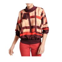 Druckbluse, bordeaux-bunt
