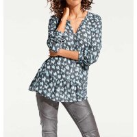 Druckbluse, grau-mint