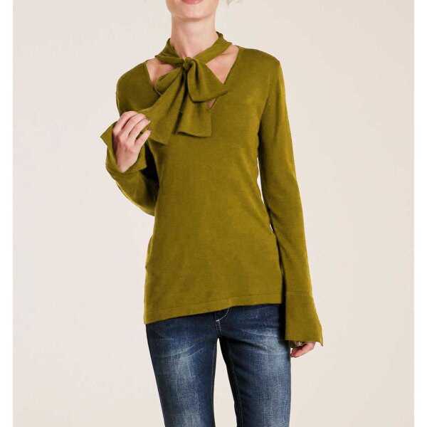 Pullover m. Schluppe, oliv
