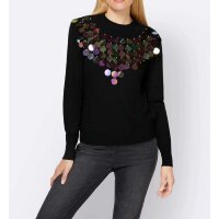 Designer-Pullover m.Pailletten, schwarz
