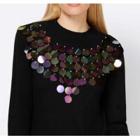 Designer-Pullover m.Pailletten, schwarz
