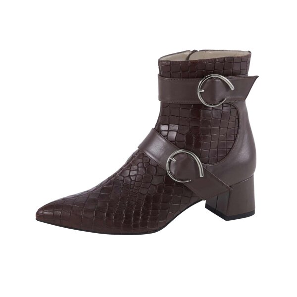 Ziegenleder-Stiefelette m. Prägung, schoko