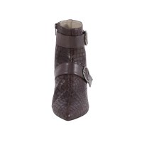 Ziegenleder-Stiefelette m. Prägung, schoko
