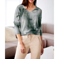 Designer-Druckshirt, hellgrau-puder