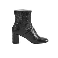 Lederstiefelette, schwarz