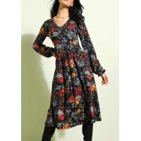 Druckkleid, schwarz-bunt